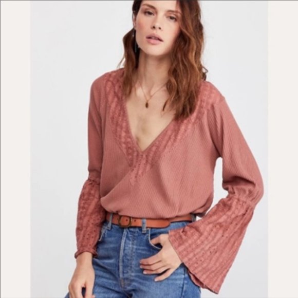 Free People Sayulita Flare Sleeve Top Women's - Picture 3 of 4